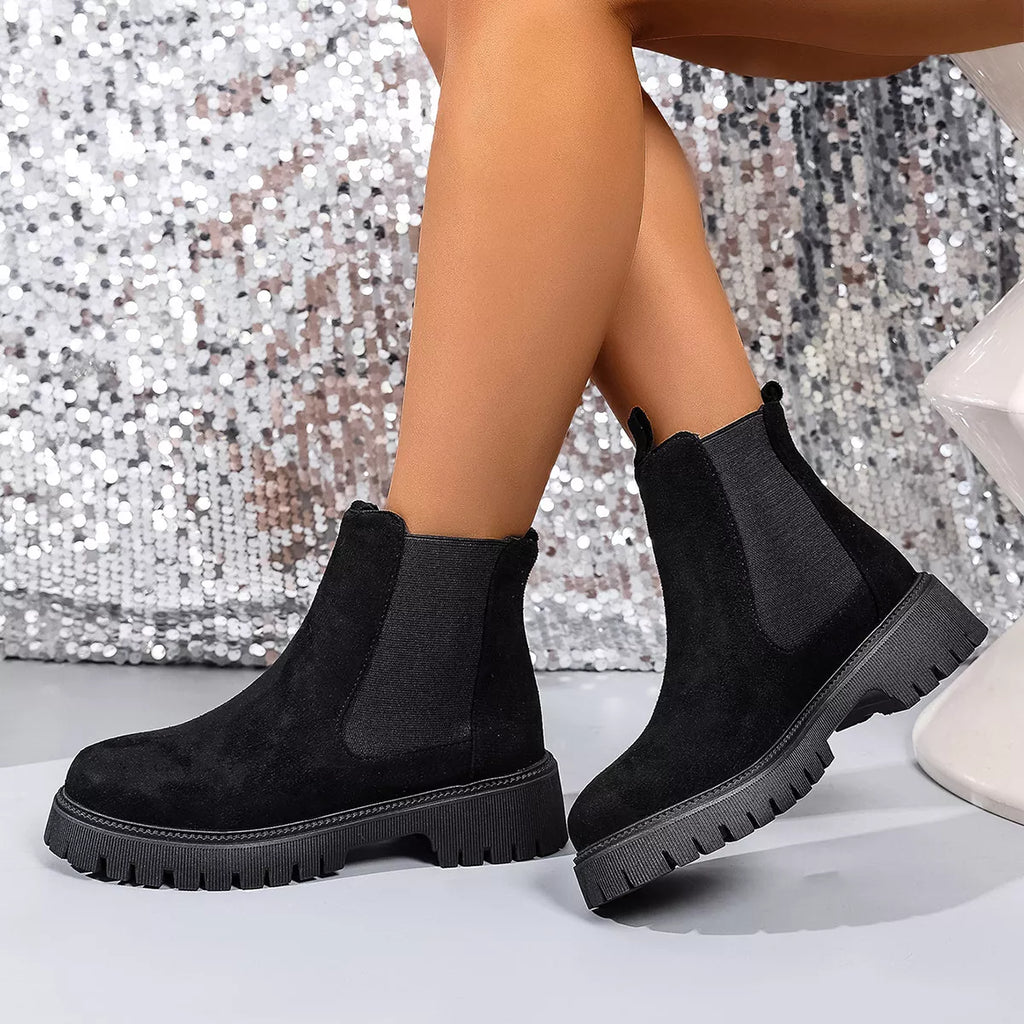 Elastic Side Panels Ankle Boots by Trendsi