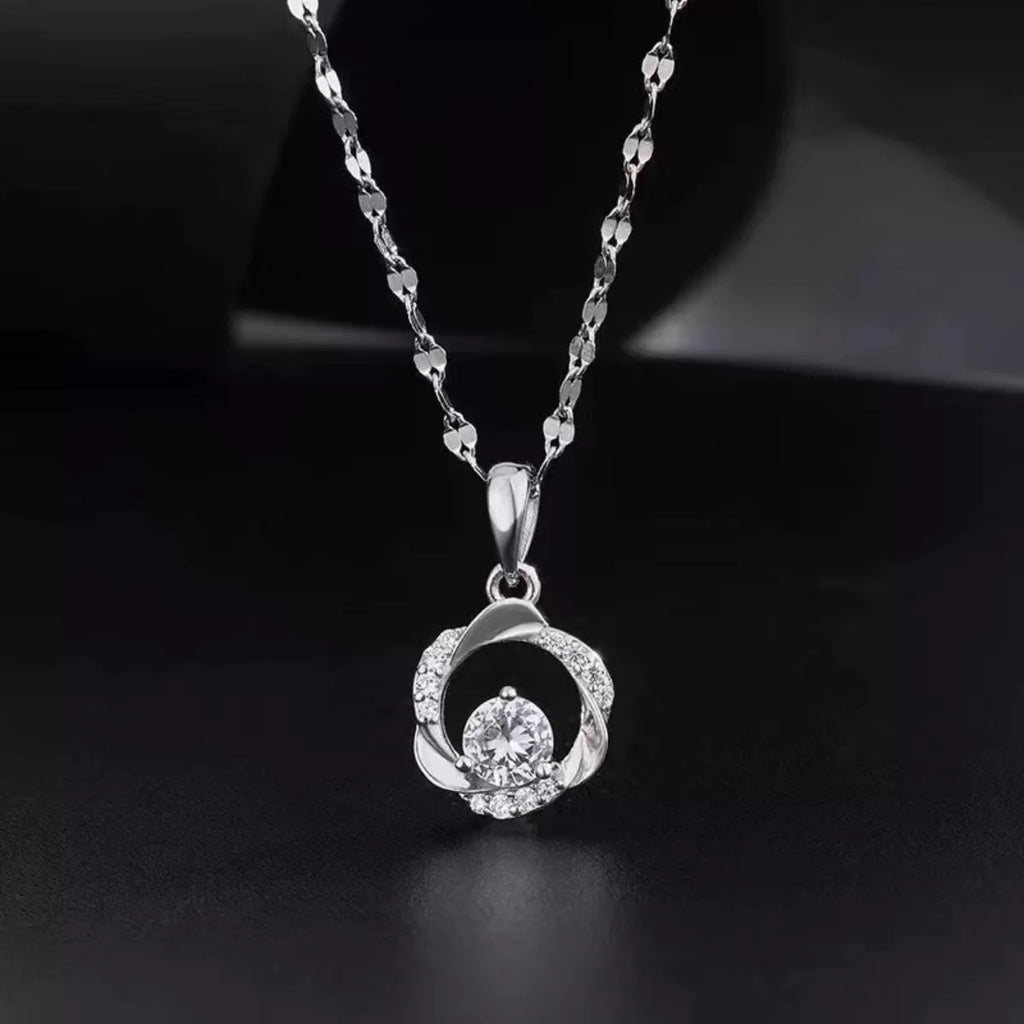 925 Sterling Silver Zircon Pendant Necklace by Trendsi