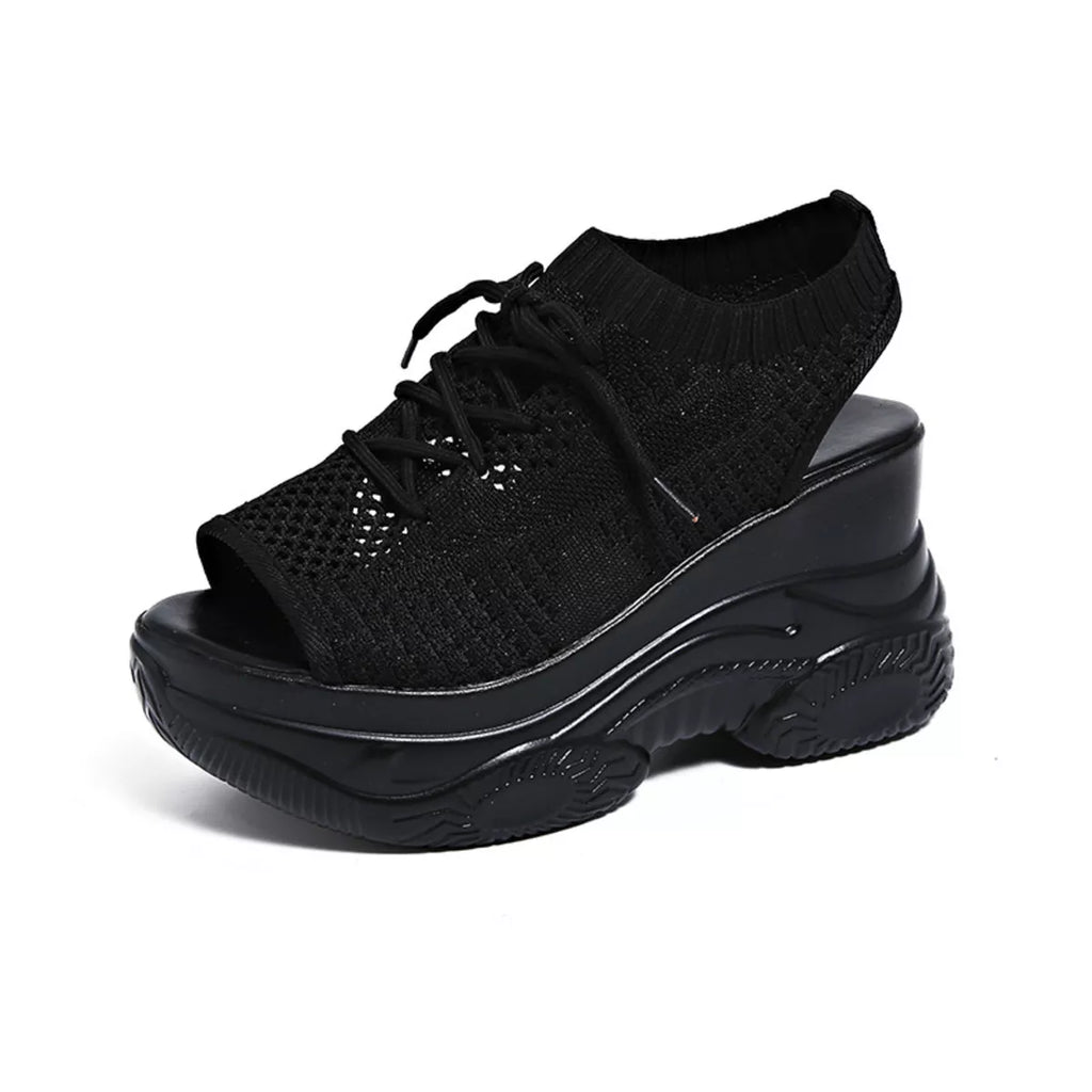 Lace Up Platform Sandals by Trendsi