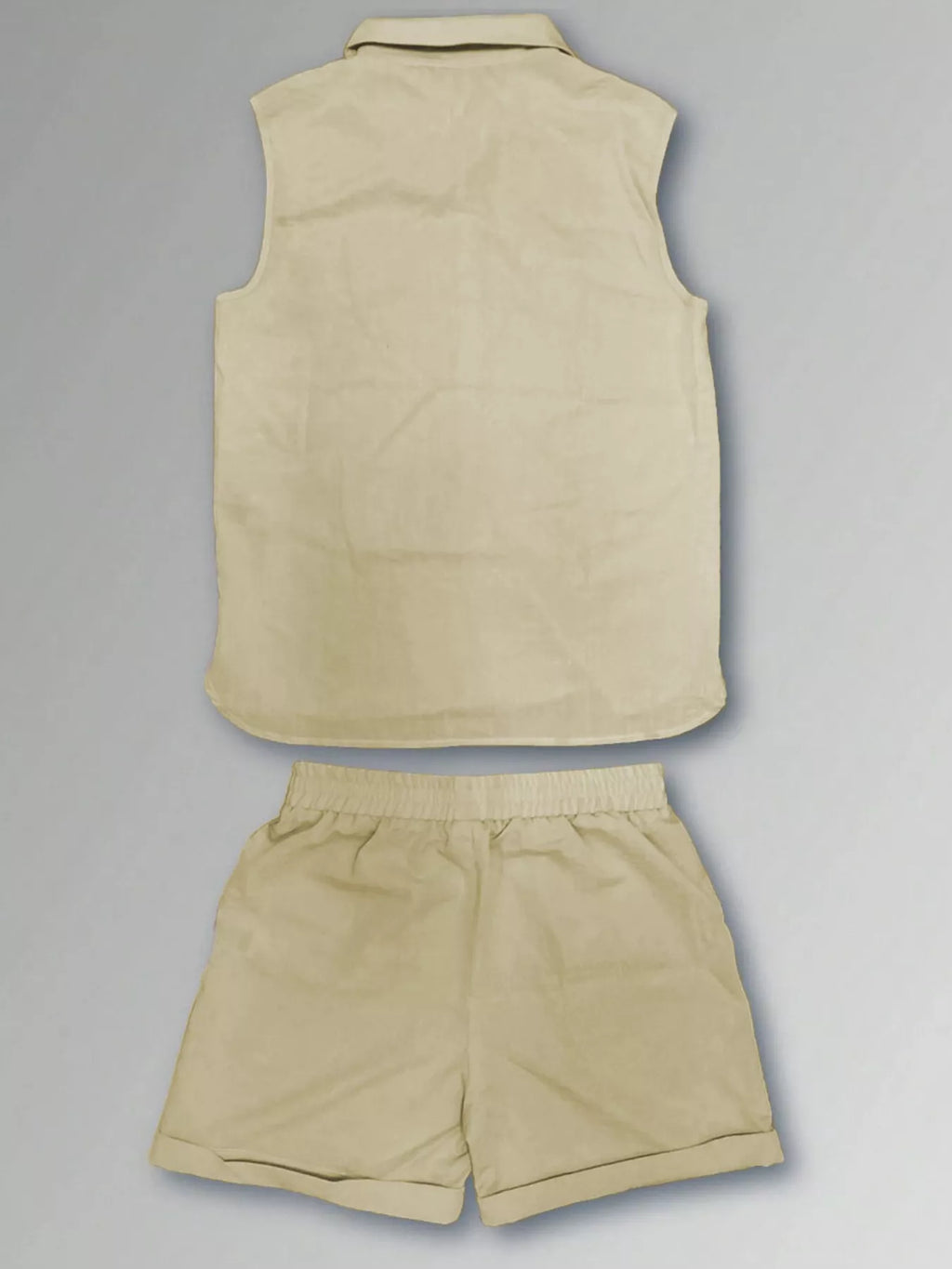 Men's Plus Size Casual Button Up Vest & Shorts Set by Trendsi