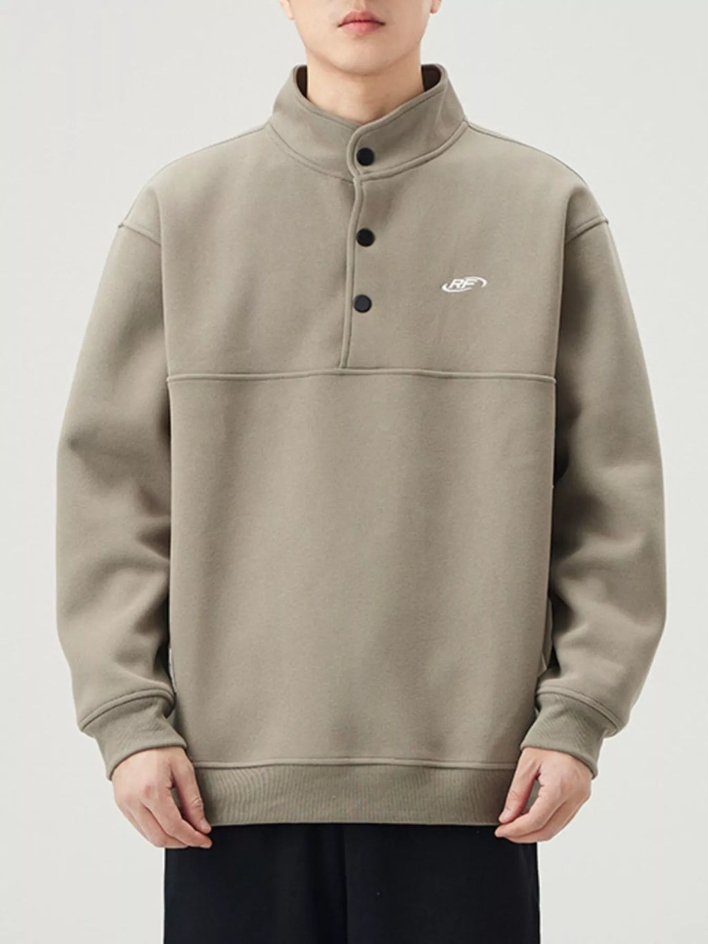 Men's Plus Size Button Detail Long Sleeve Sweatshirt by Trendsi