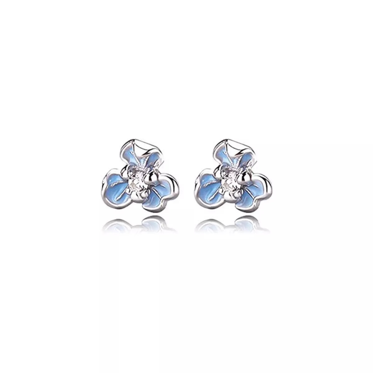 999 Sterling Silver Flower Stud Earrings by Trendsi
