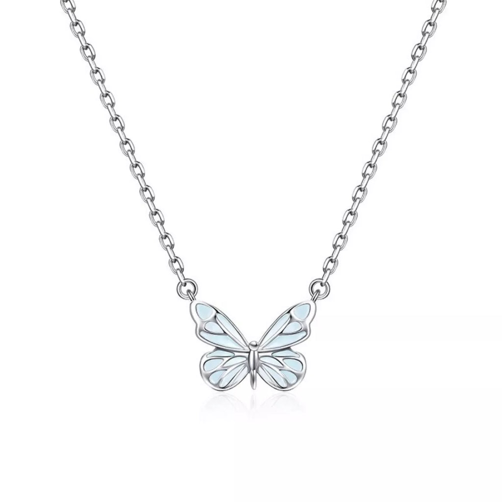 925 Sterling Silver Butterfly Necklace by Trendsi