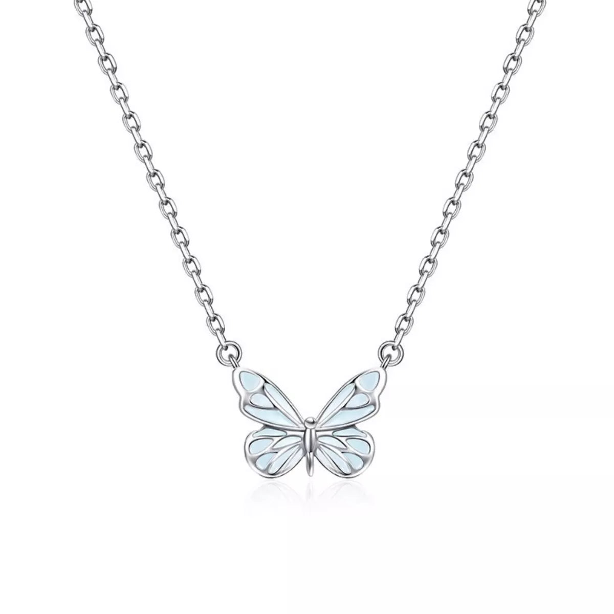 925 Sterling Silver Butterfly Necklace by Trendsi