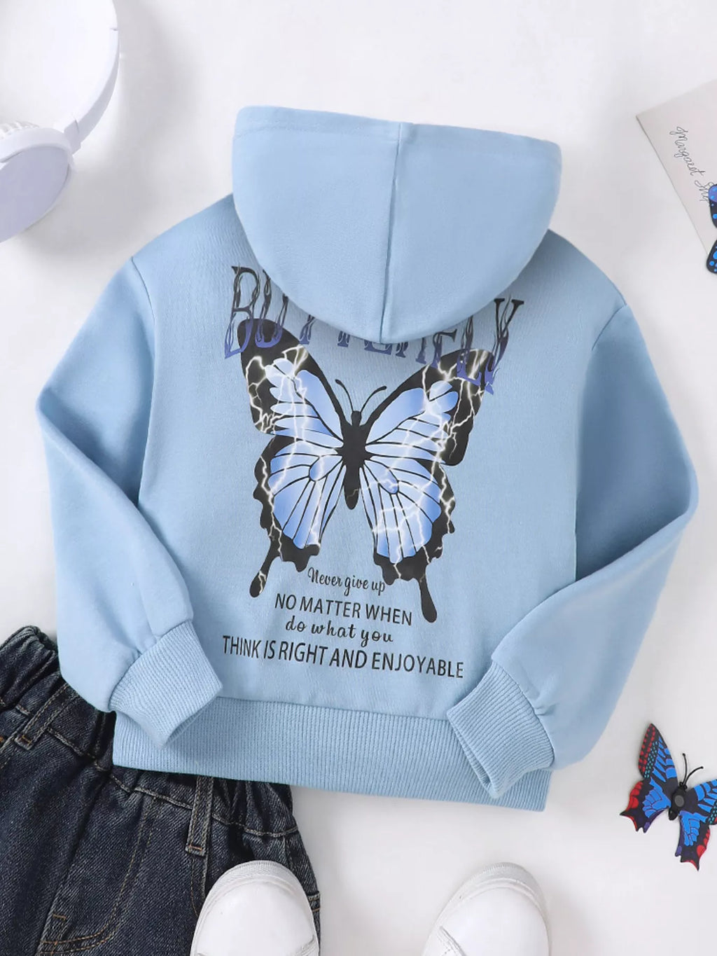 Children's Printed Long Sleeve Hoodie by Trendsi