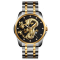 Chinese Fashion Dragon Totem Embossed Stainless Steel Strap Men