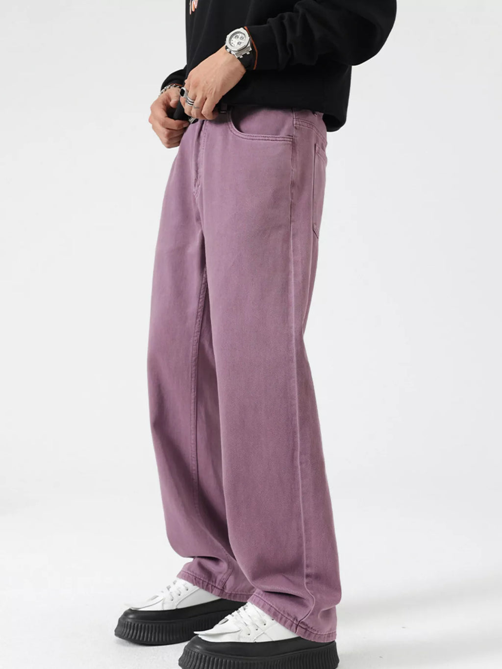 Men's Vintage Wash Wide Leg Jeans by Trendsi