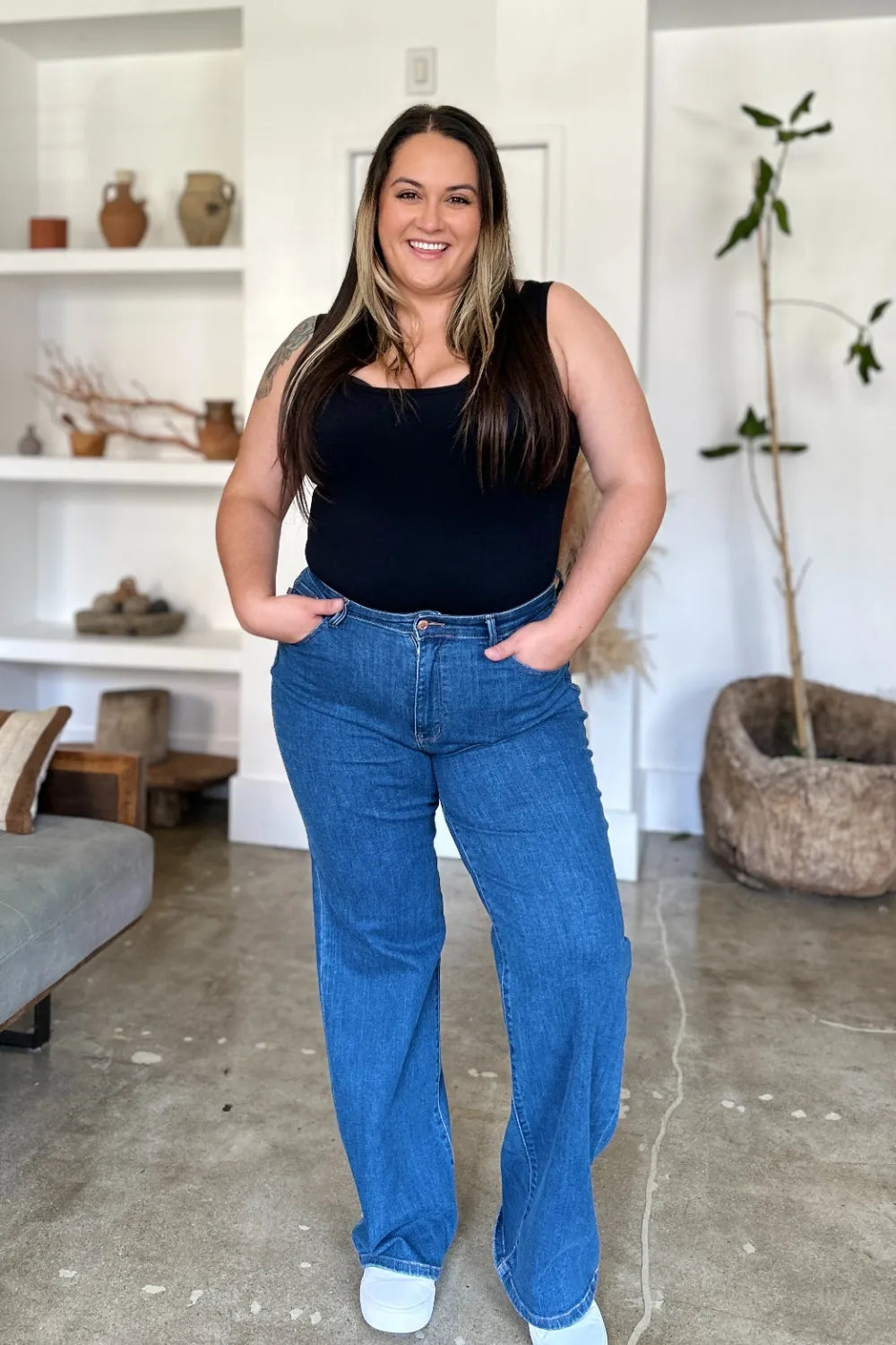 Judy Blue Full Size High Rise Straight Jeans by Trendsi