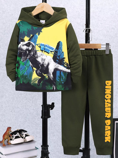 Children's Dinosaur Park Hoodie and Pants Set by Trendsi