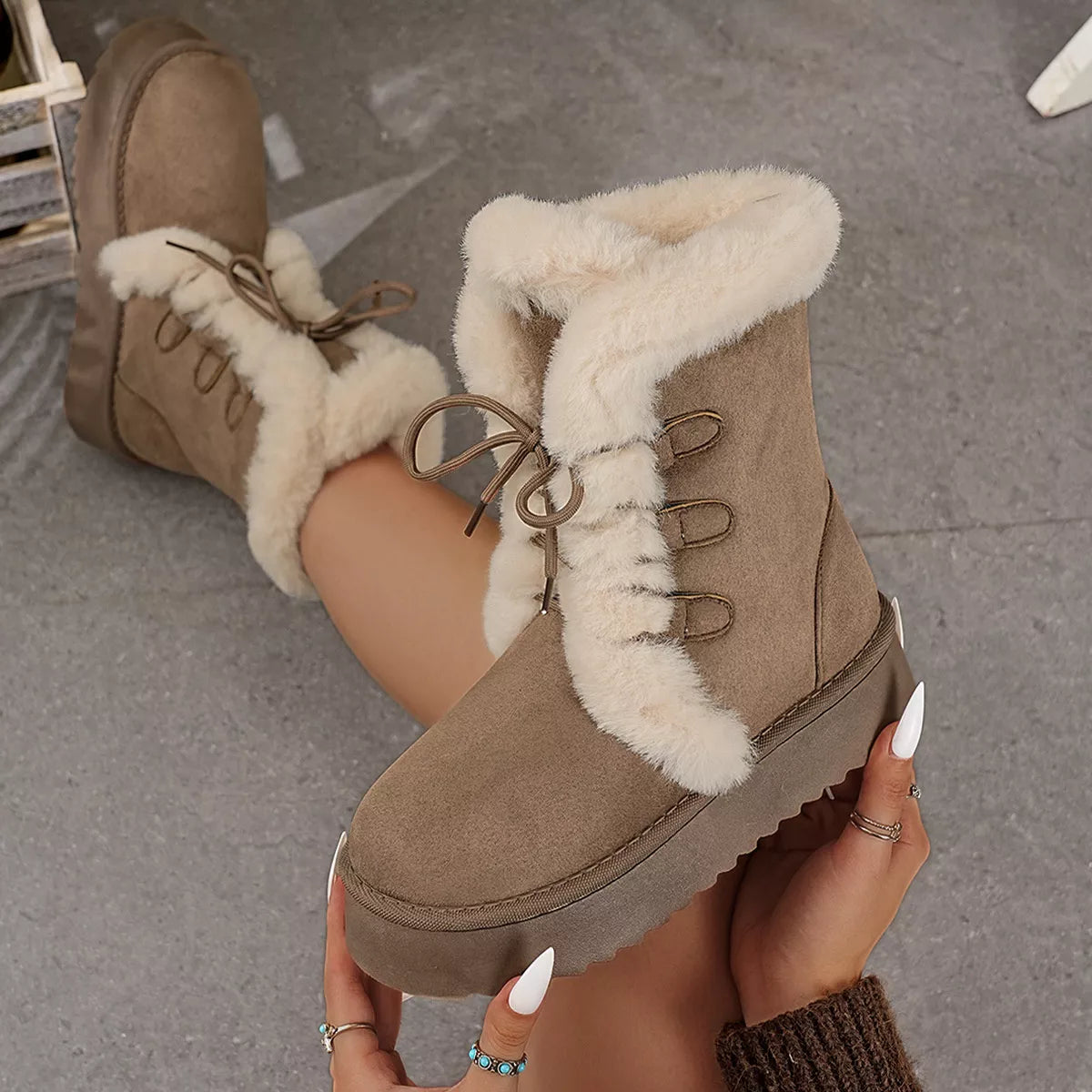 Round Toe Platform Boots by Trendsi