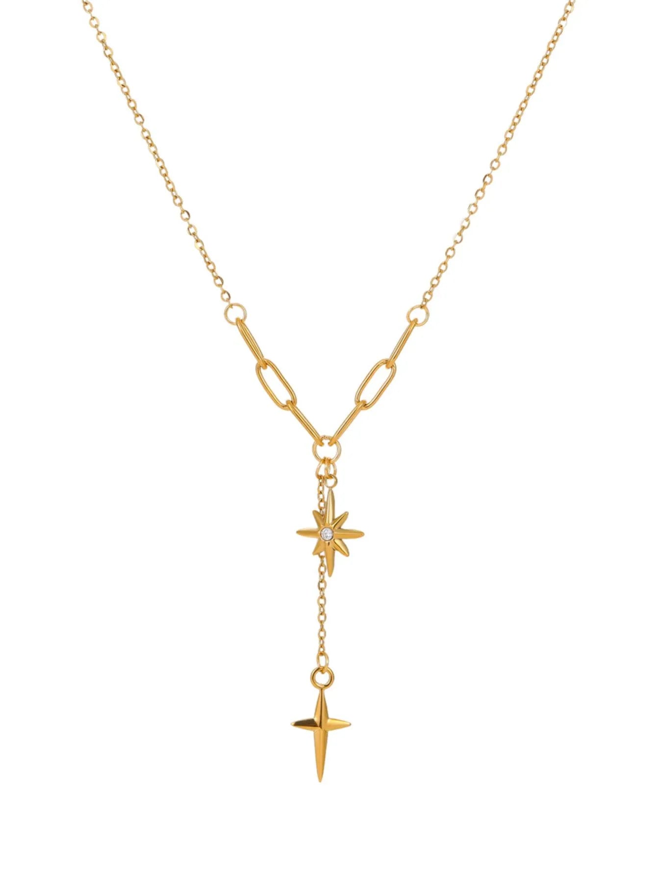 18K Gold-Plated Star Cross Pendant Necklace by Trendsi