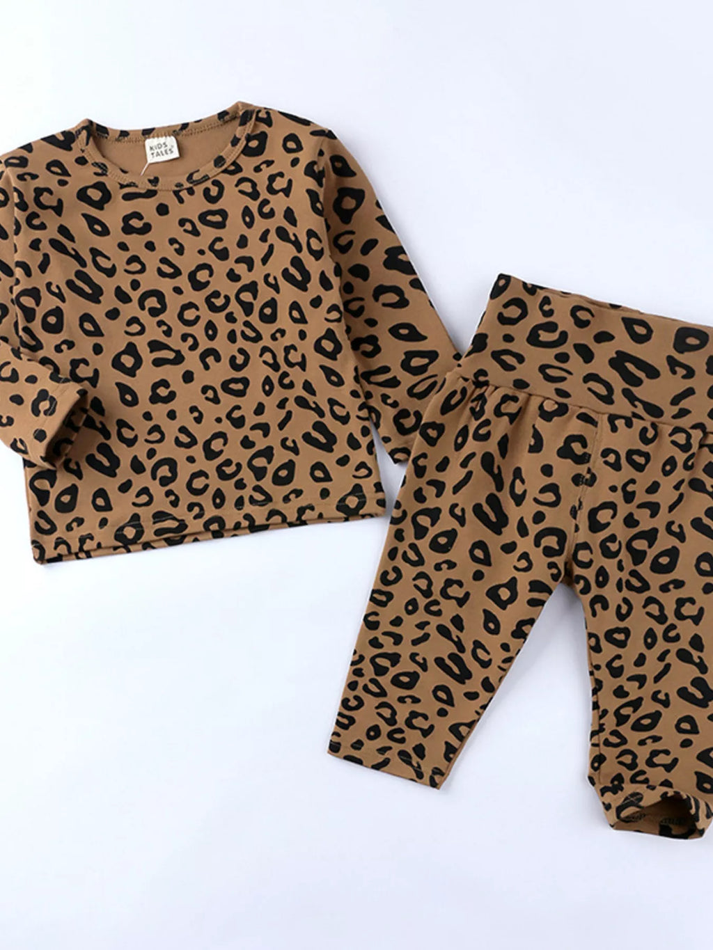 Children's Leopard Print Long Sleeve Top and Pants Set by Trendsi