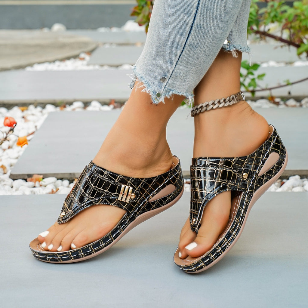 Toe Post Wedge Sandals by Trendsi