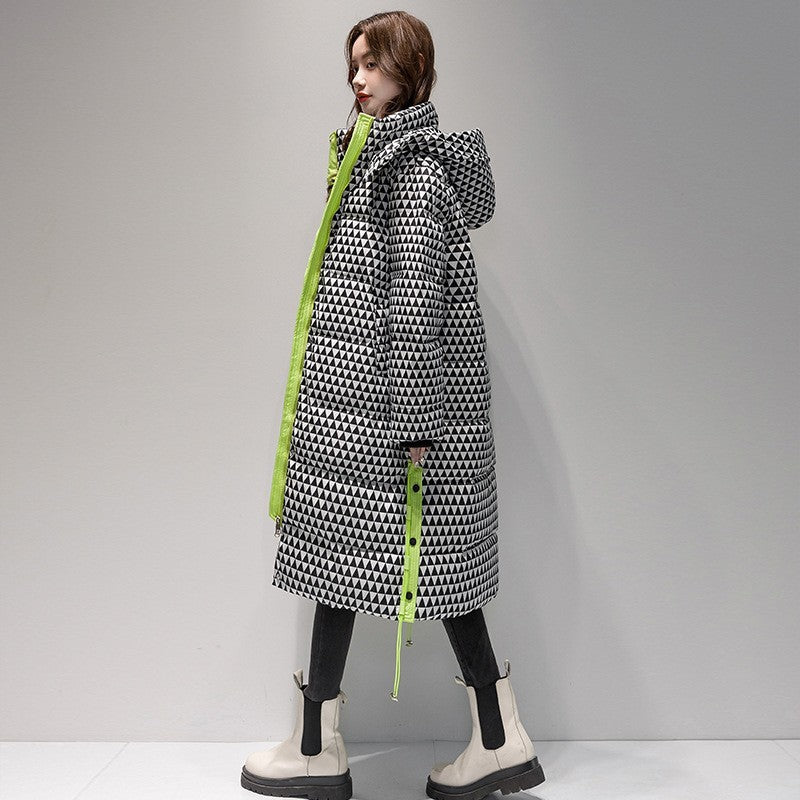 Plaid Down Cotton-padded Coat For Women Houndstooth by DC-THE CEO