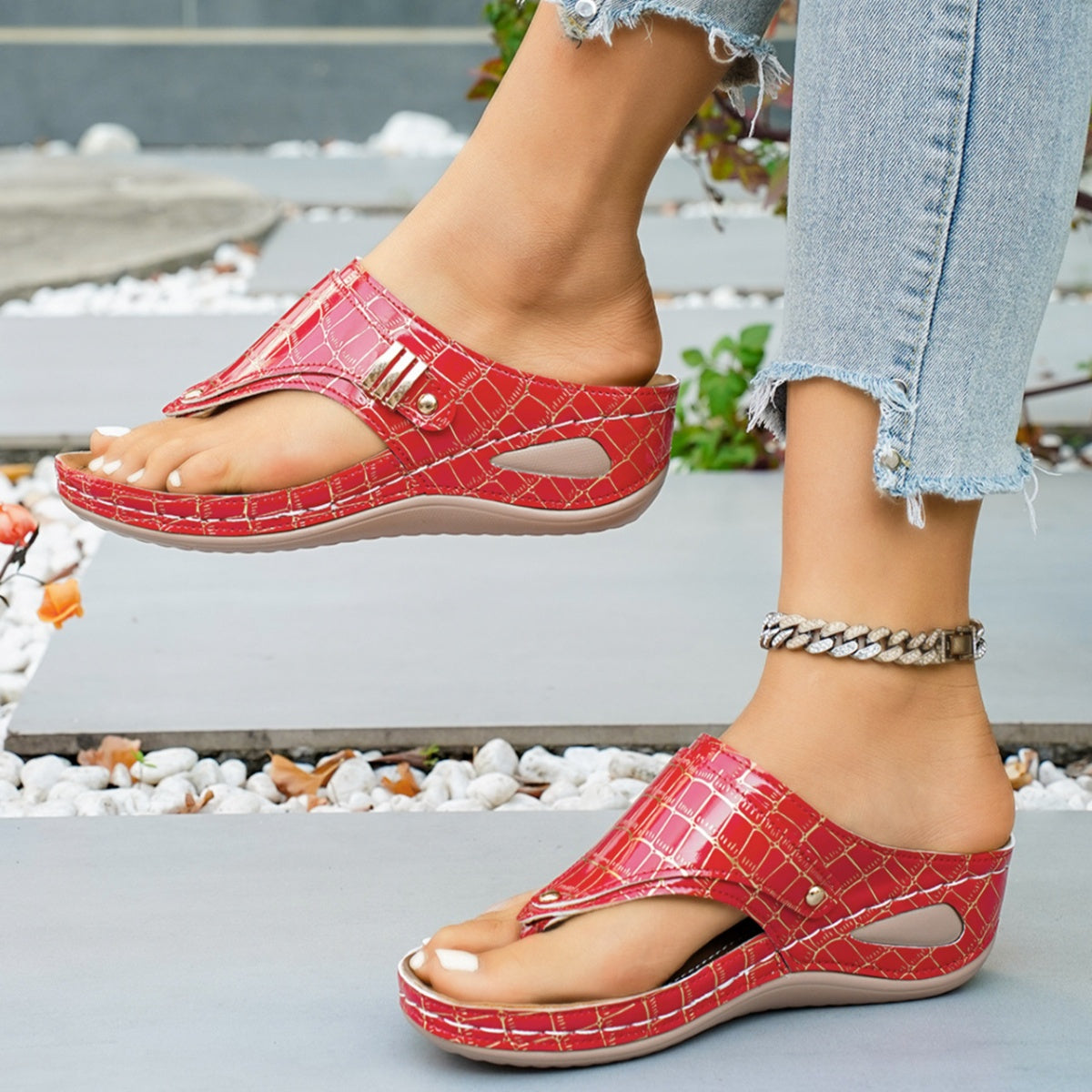 Toe Post Wedge Sandals by Trendsi