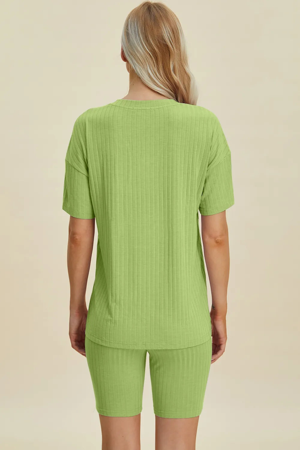 Basic Bae Full Size Ribbed V-Neck Short Sleeve Top and Shorts Set by Trendsi