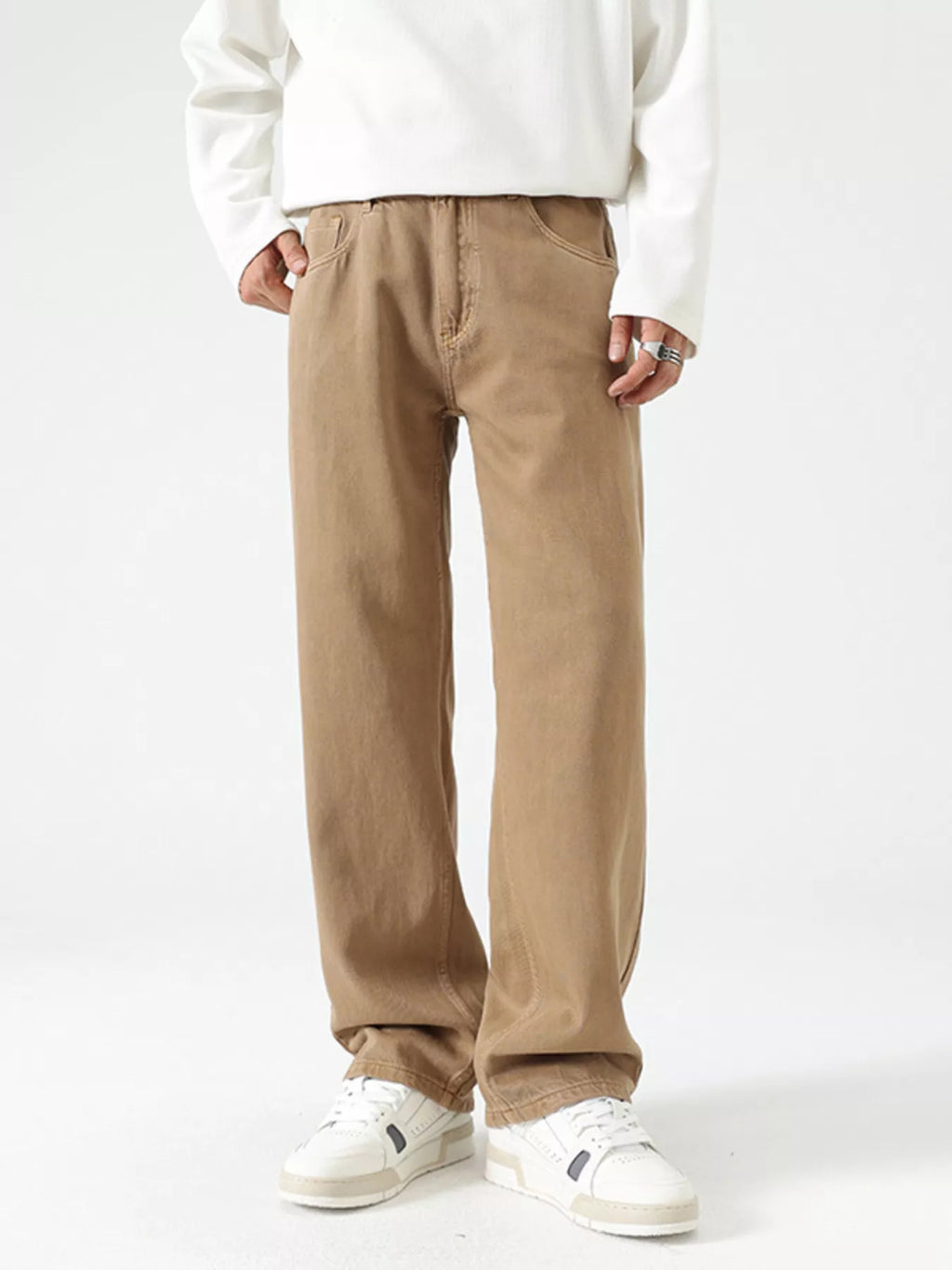 Men's Vintage Wash Wide Leg Jeans by Trendsi