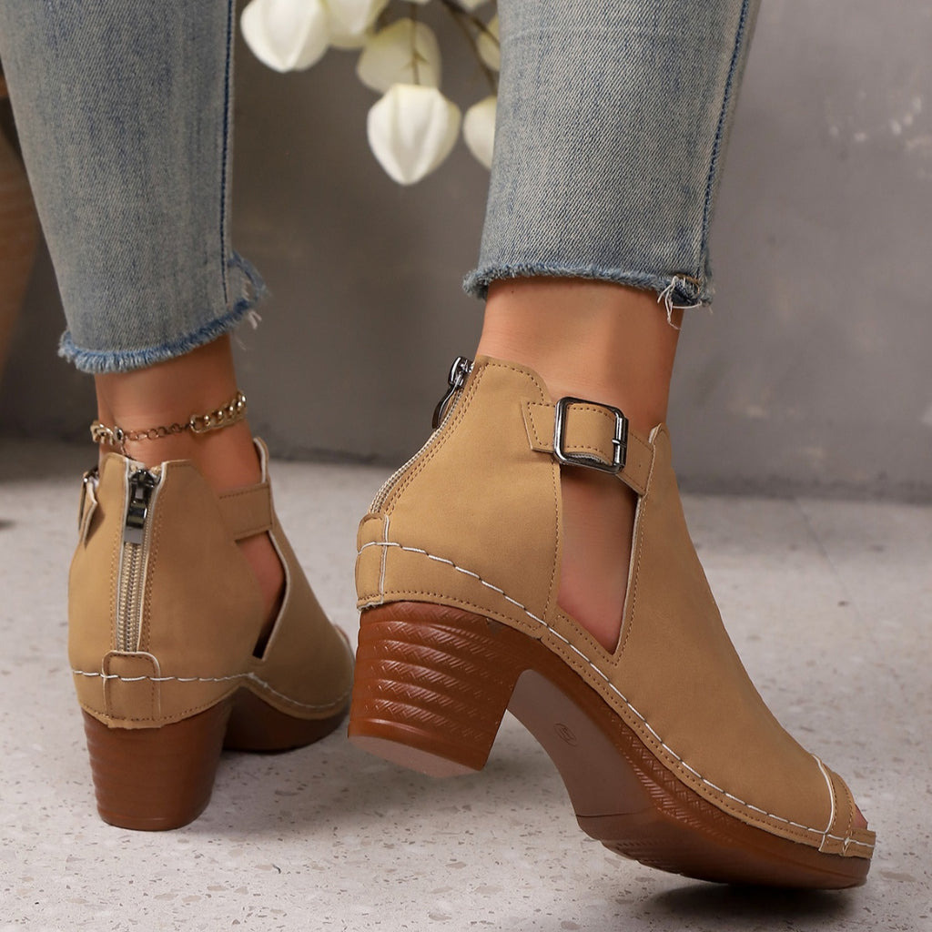 Open Toe Block Heels Sandals by Trendsi