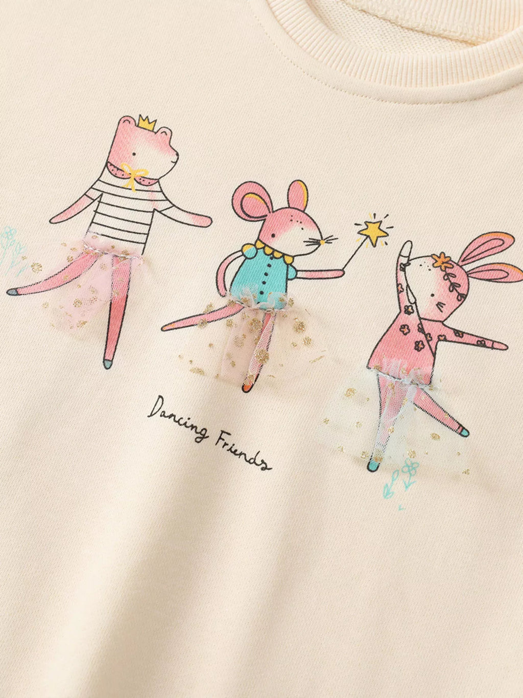 Children's Cartoon Animal Mesh Trim Sweatshirt by Trendsi