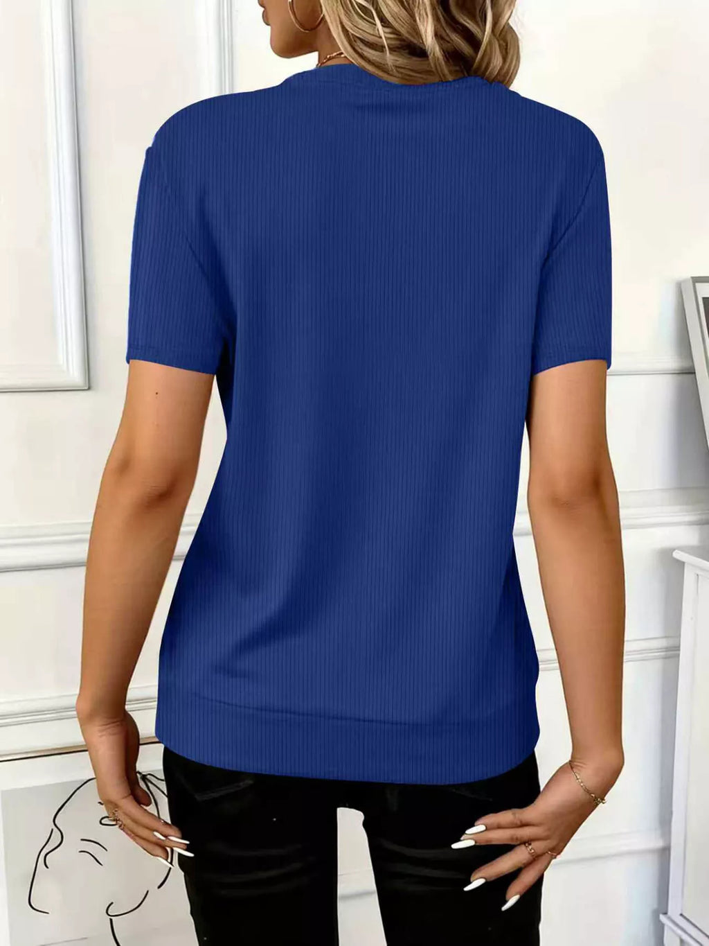 Half Zip Short Sleeve Top by Trendsi