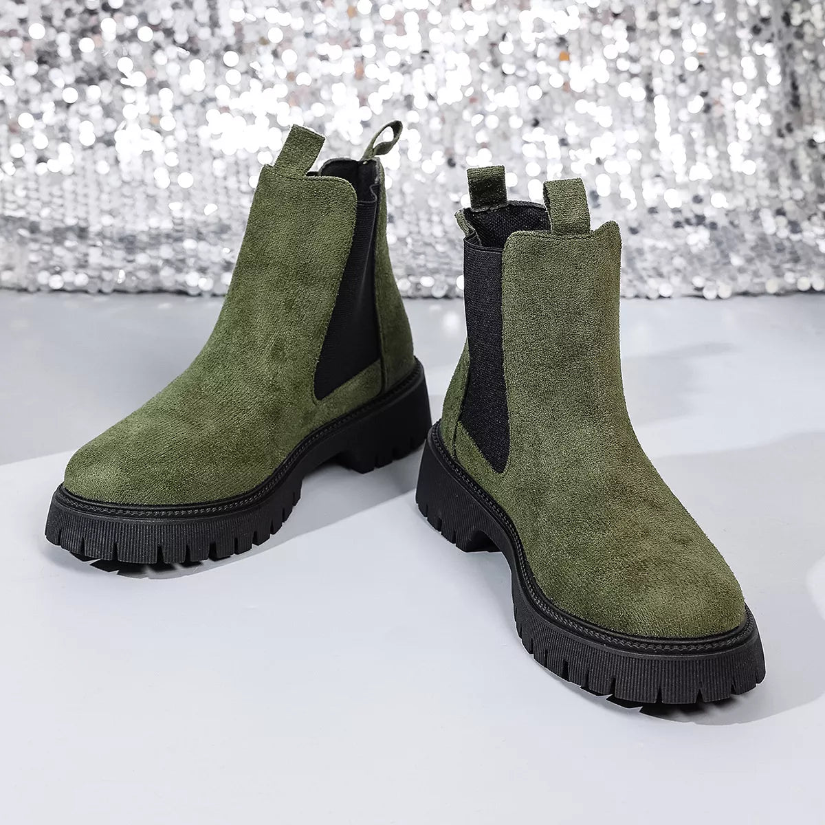 Elastic Side Panels Ankle Boots by Trendsi