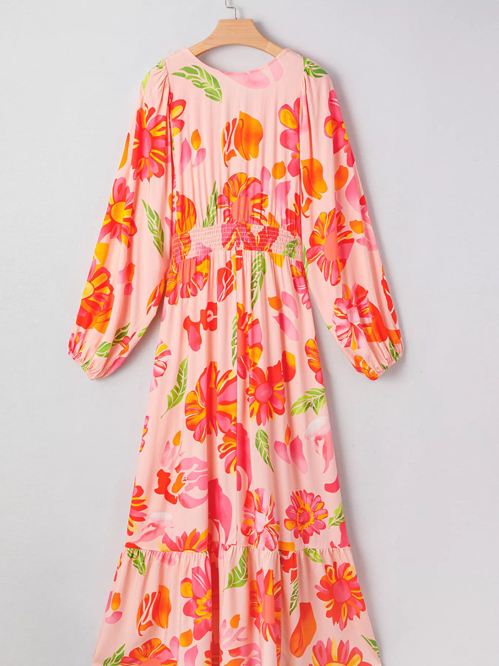 Smocked Floral Long Sleeve Maxi Dress by Trendsi