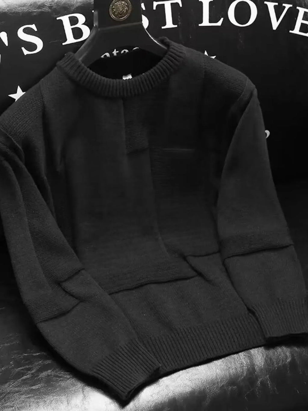 Men's Plus Size Round Neck Long Sleeve Sweater by Trendsi