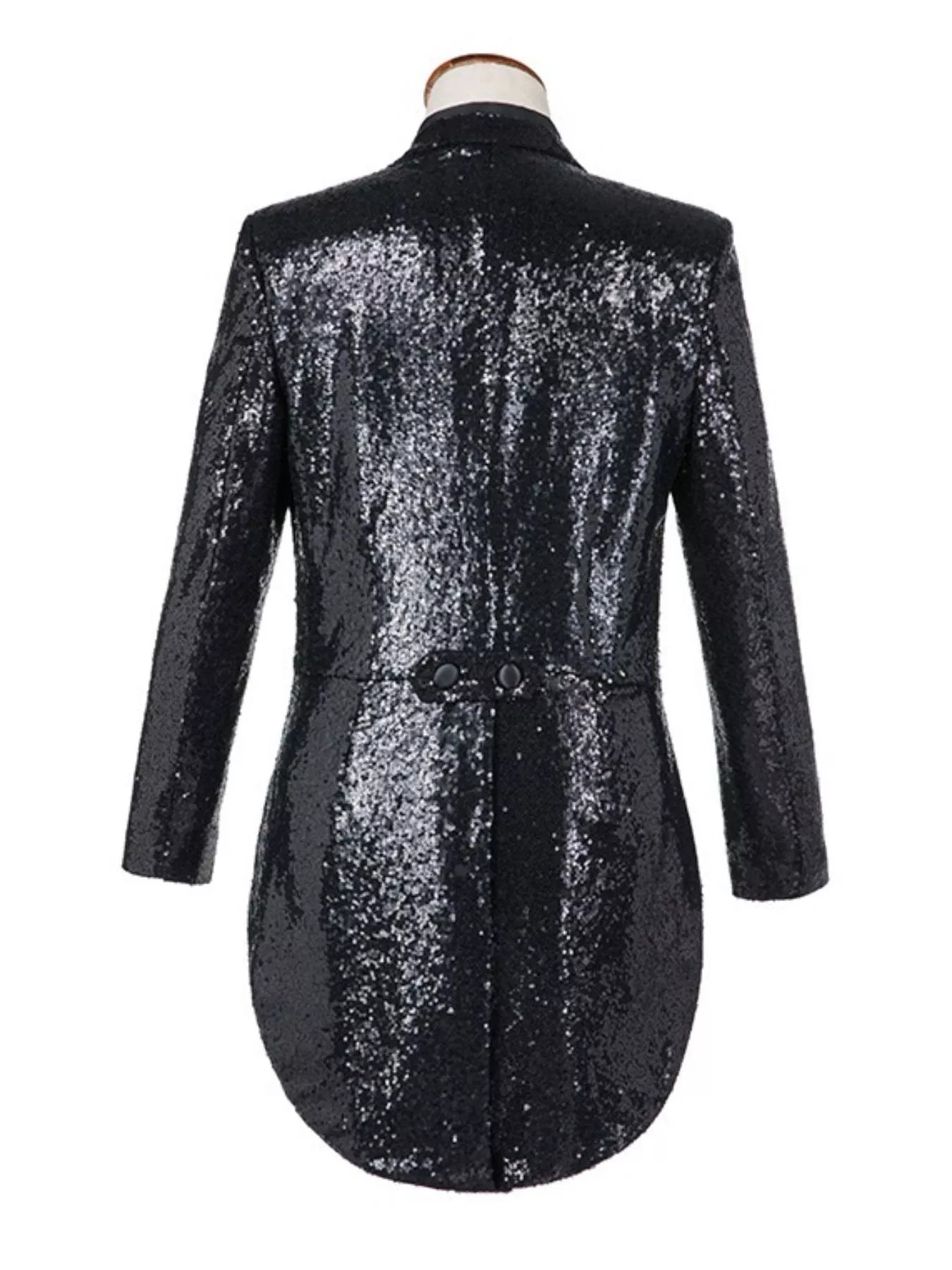 Men's Plus Size Sequin Button Up Long Sleeve Tailcoat Blazer by Trendsi