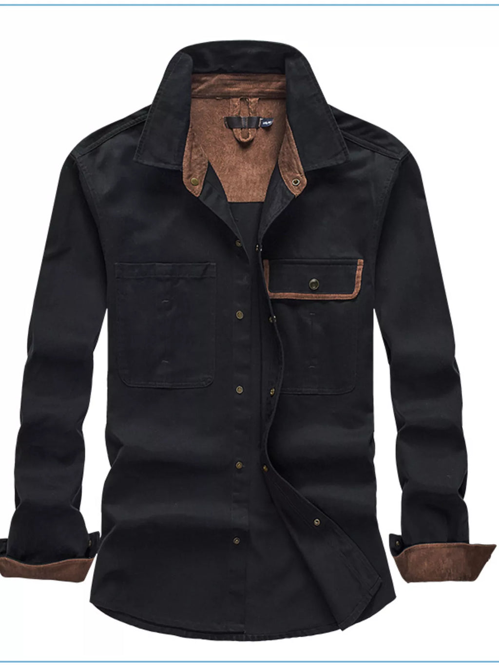 Men's Casual Long Sleeve Button-Down Shirt with Pockets by Trendsi