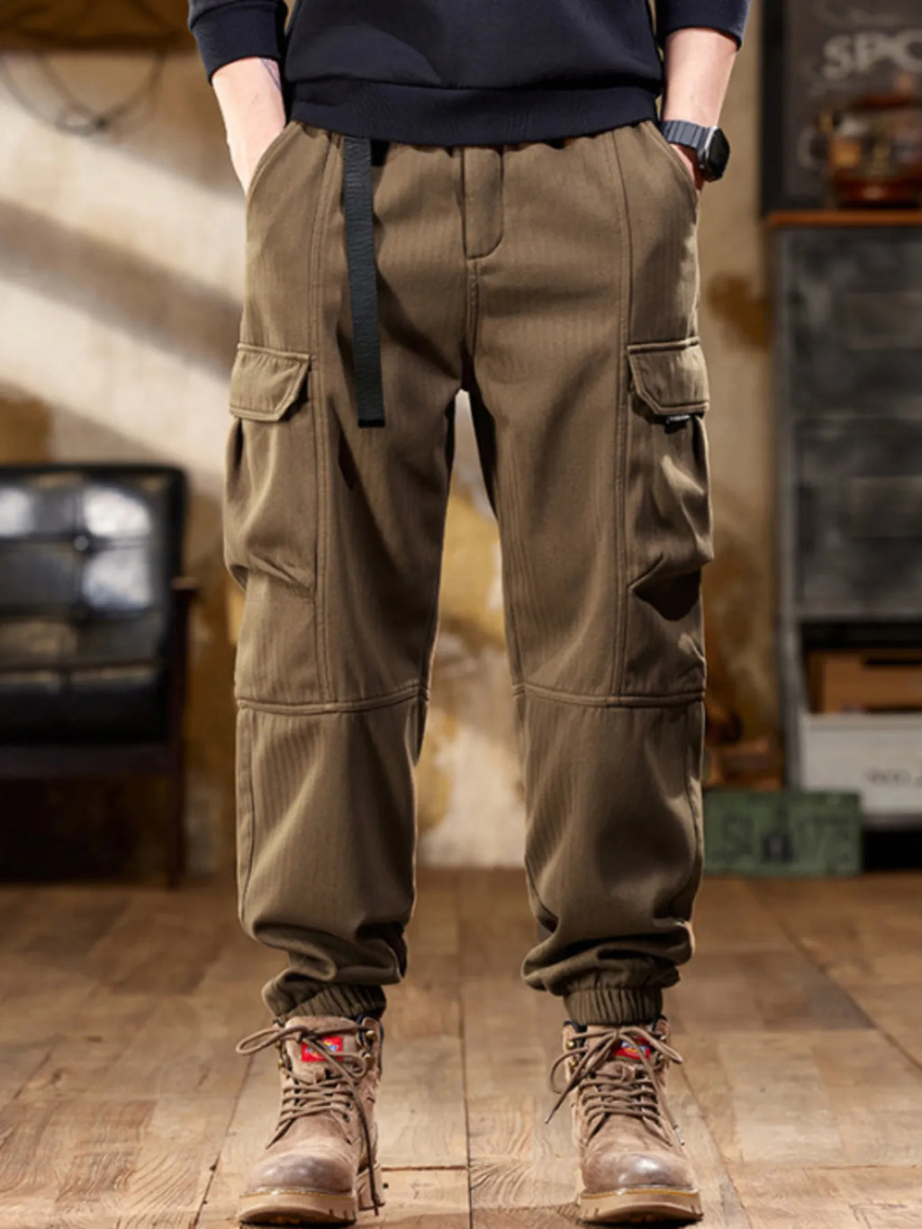 Men's Plus Size Casual Cargo Pants by Trendsi