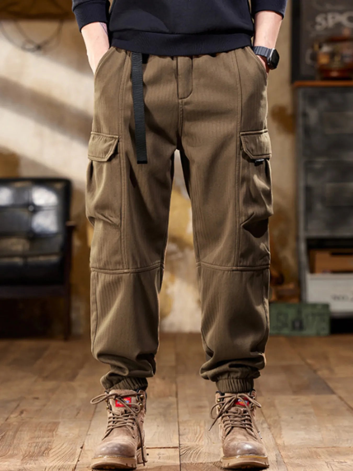 Men's Plus Size Casual Cargo Pants by Trendsi
