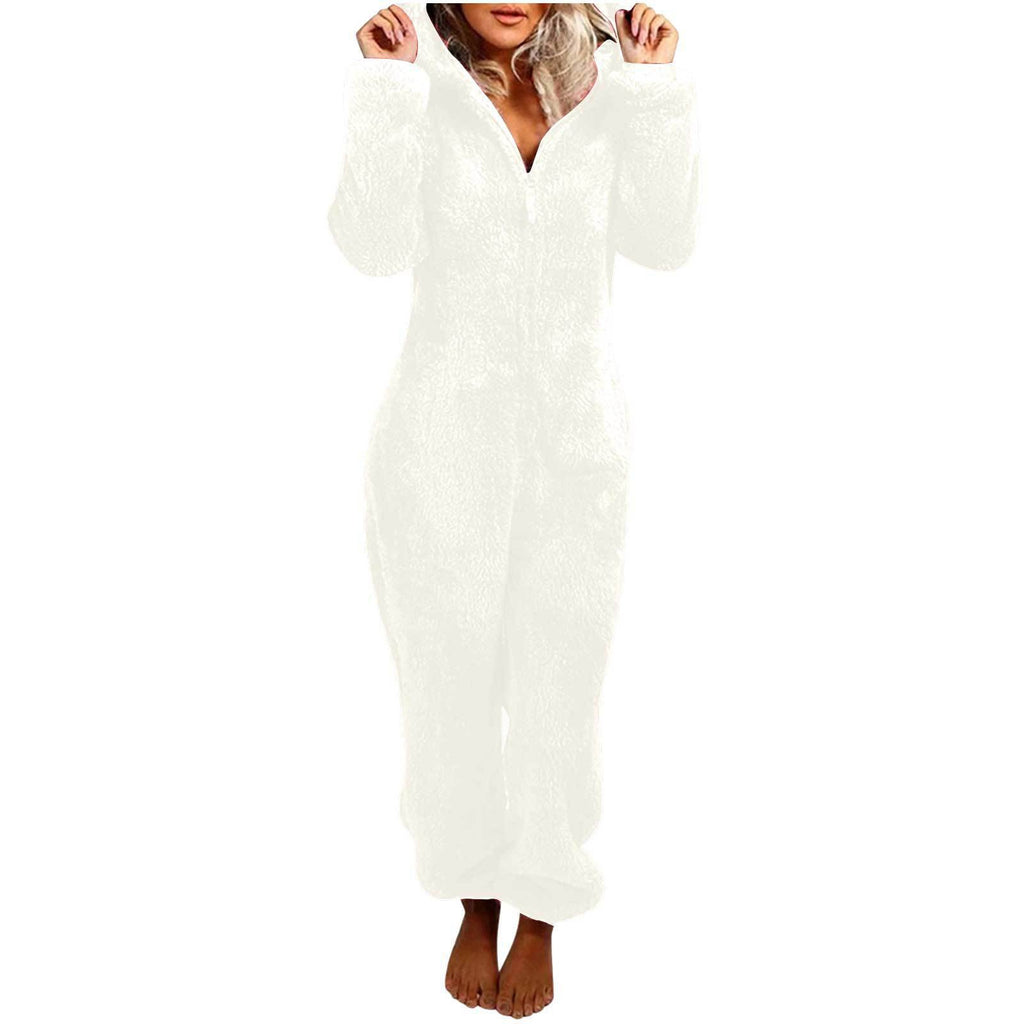 Fleece-lined Thickened Furry Jumpsuit Hooded Pajamas by DC-THE CEO