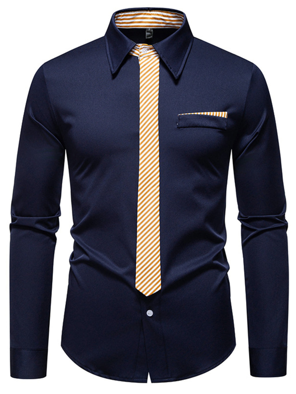 Men's Button Up Long Sleeve Shirt by Trendsi