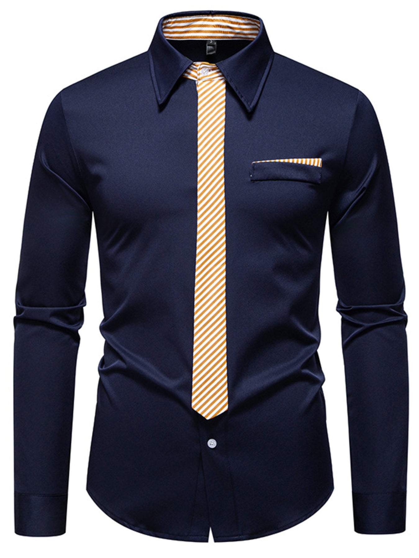 Men's Button Up Long Sleeve Shirt by Trendsi