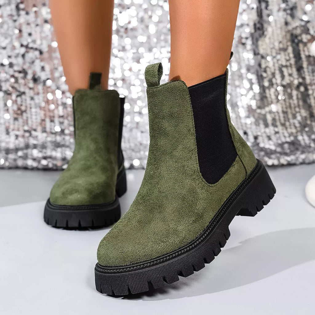 Elastic Side Panels Ankle Boots by Trendsi