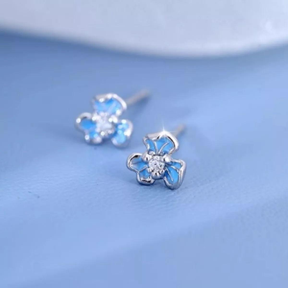 999 Sterling Silver Flower Stud Earrings by Trendsi