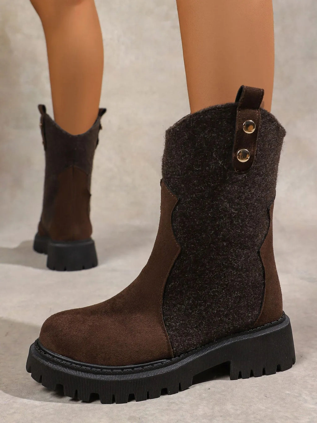 Round Toe Platform Boots by Trendsi