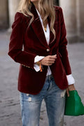 Lapel Collar One Button Blazer by Trendsi