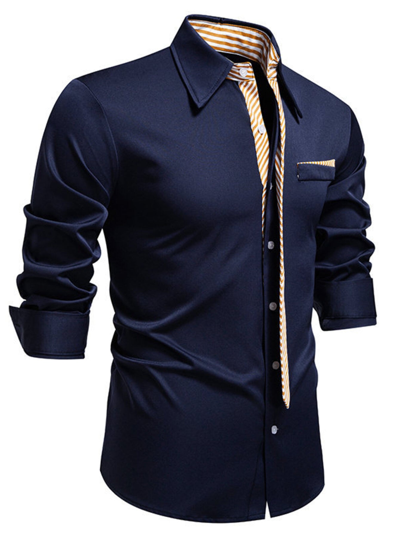 Men's Button Up Long Sleeve Shirt by Trendsi