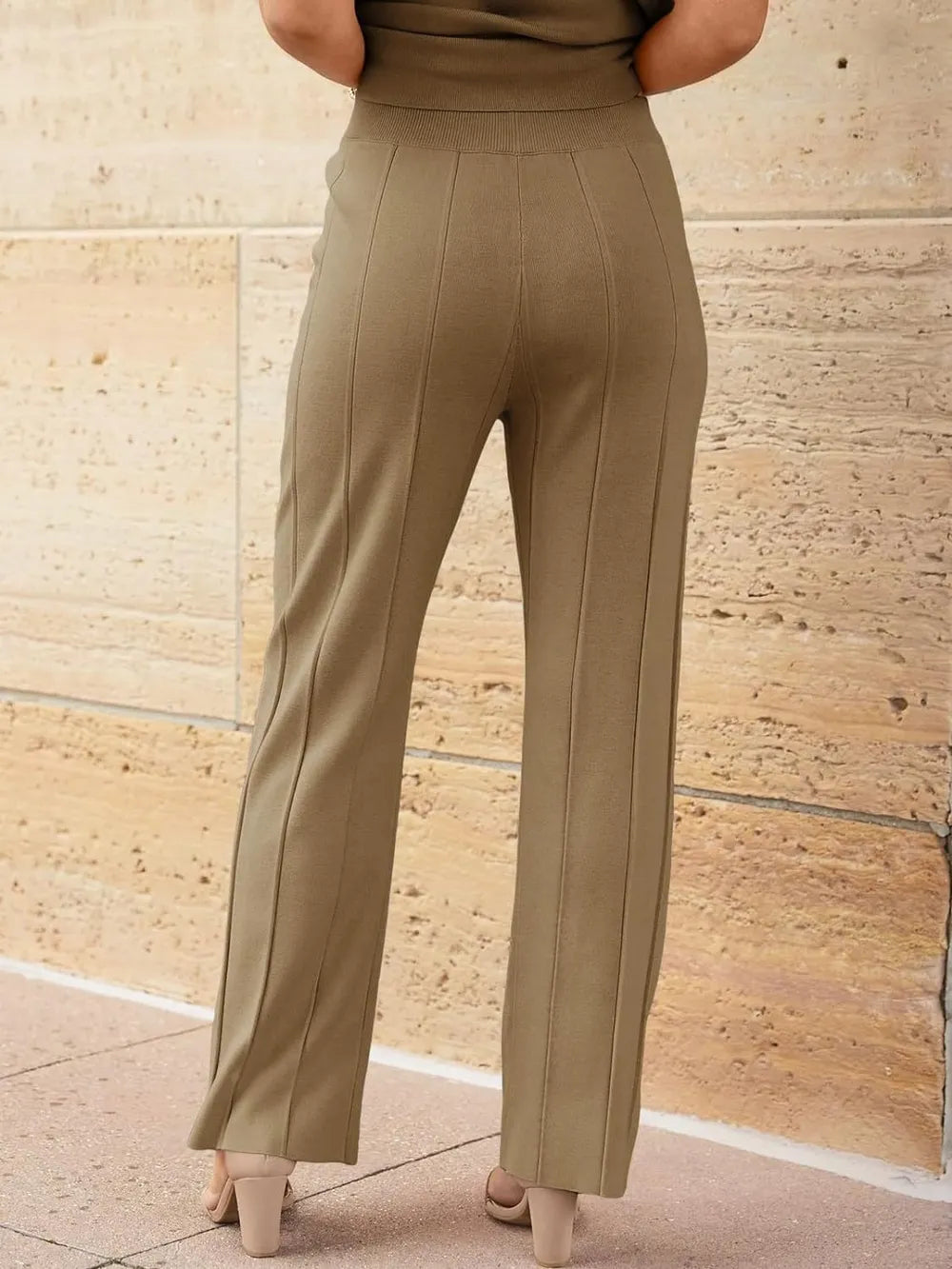 Round Neck Cap Sleeve Top and Pants Knit Set by Trendsi