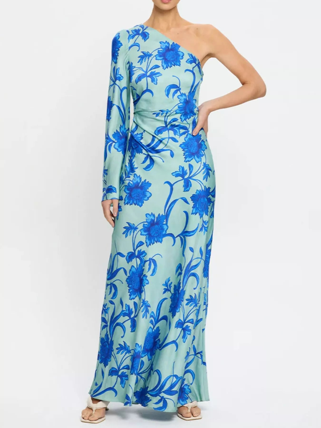 Floral Print One-Shoulder Maxi Dress by Trendsi