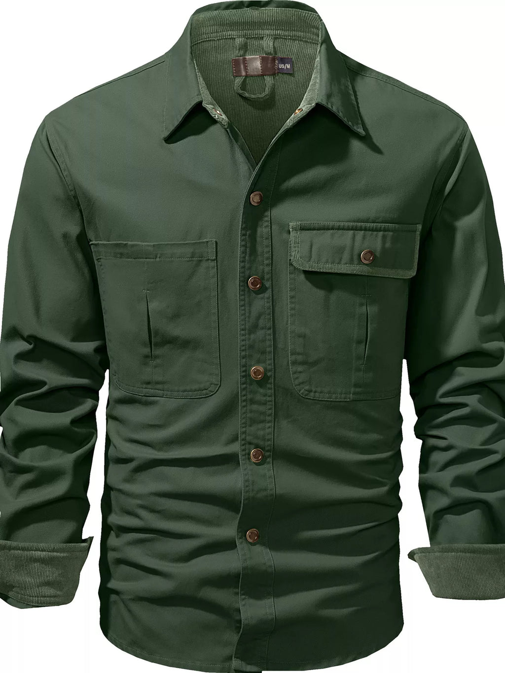 Men's Casual Long Sleeve Button-Down Shirt with Pockets by Trendsi