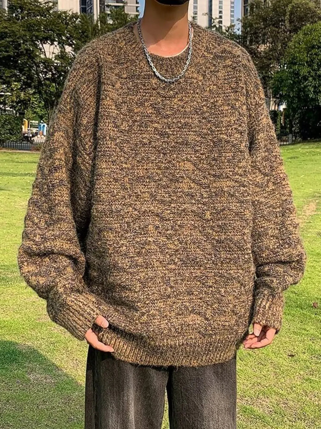 Men's Textured Knit Pullover Sweater by Trendsi