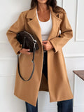 Long-Sleeve Single-Breasted Trench Coat by Trendsi