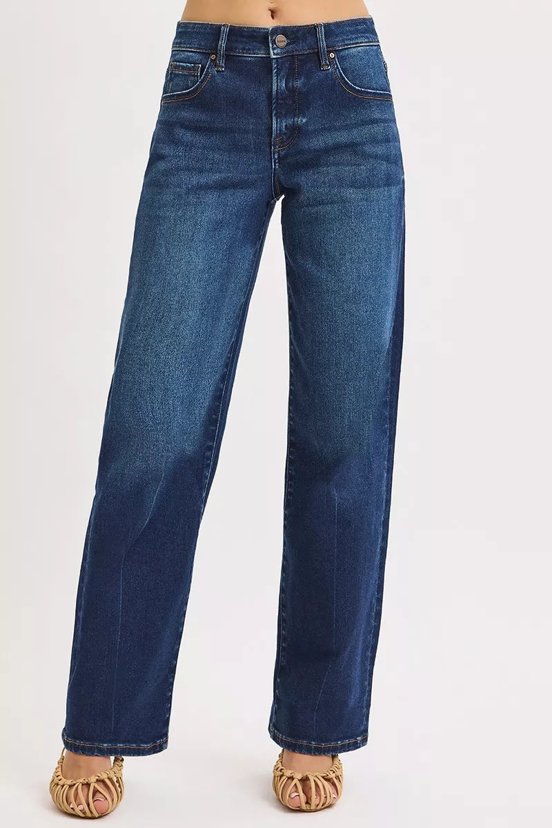 RISEN Mid Rise Wide Baggy Jeans by Trendsi