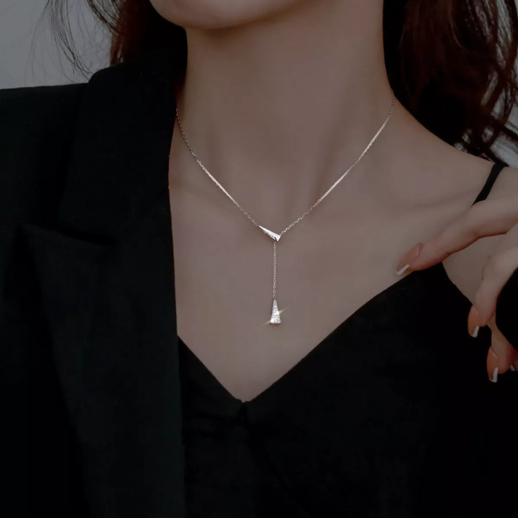 Triangle Pendant Y Necklace by Trendsi