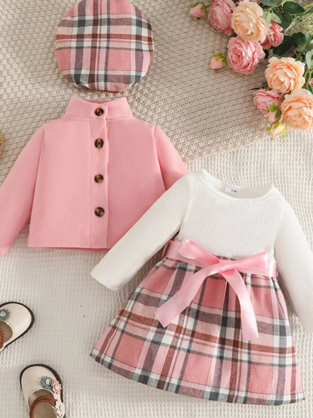 Children's Plaid 3-Piece Outfit Set by Trendsi