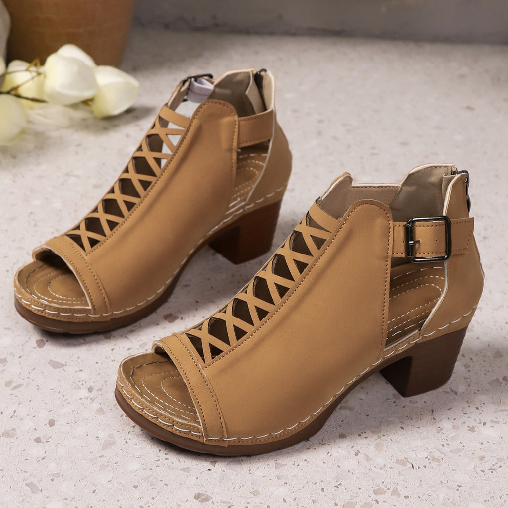 Open Toe Block Heels Sandals by Trendsi