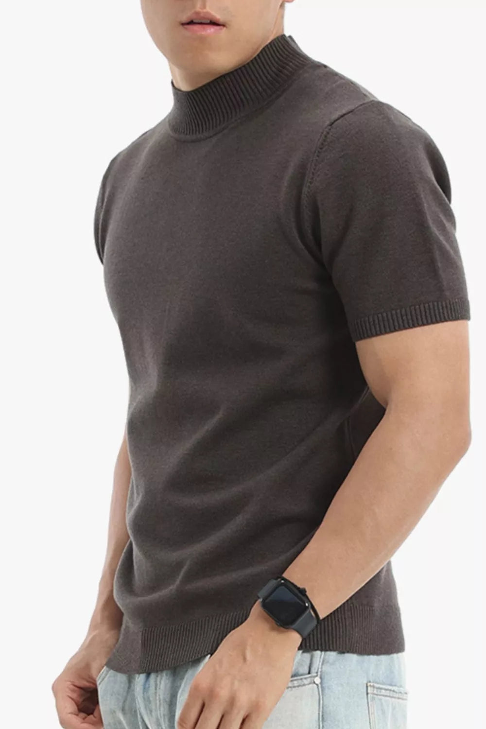Men's Plus Size Slim Fit Short Sleeve Sweater by Trendsi