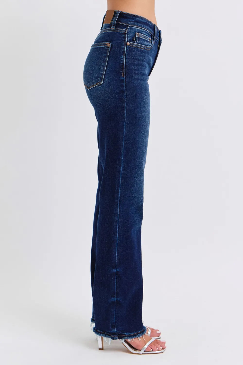 Judy Blue Full Size Raw Hem Straight Leg Jeans by Trendsi